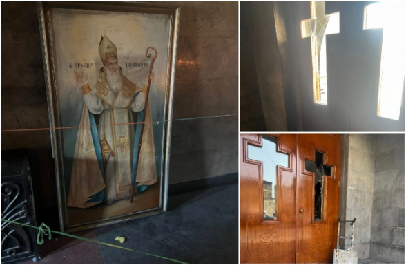 Կոտրել են Սուրբ Գրիգոր Լուսավորիչ եկեղեցու մոմավառության համար հատկացված սրահի մուտքի ապակիները (տեսանյութ)